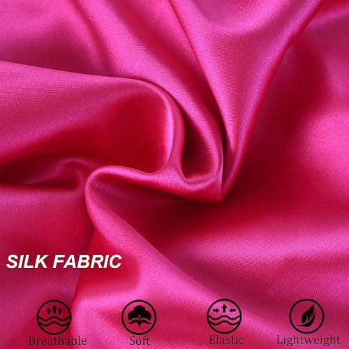 Beutyme Silk Bonnet for Sleeping Satin Bonnets Double Layer Reversible Hair Cap Bonnet for Women Long Curly Braid Hair (Hot Pink) thumbnail 4