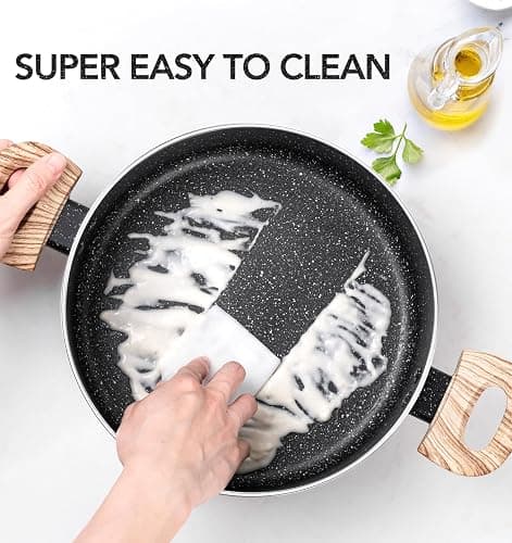 MICHELANGELO 6 Quart Stock Pot with Lid, Nonstick Soup Pot with Lid, 6 Qt Cooking Pot Induction Compatible, Non Stick Pots with Stay-cool Handle, Nonstick Pots for Cooking, Black Granite thumbnail 5