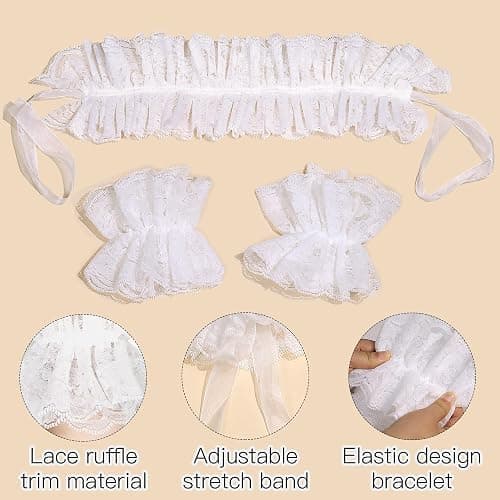 Parma77 Neck Ruffle Collar Cuffs Set, Detachable Clown Costume Accessories thumbnail 3