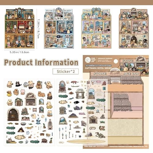 Girls 3D Miniature Scene Stickers,4 Sets Visit the Store DIY House Stickers for Space Cruise,Ocean Hotel,Egypt Hotel,Stone Age,Cute 3D Cartoon Sticker Scenes for Adult Kids Relief Stress Pass The Time thumbnail 4