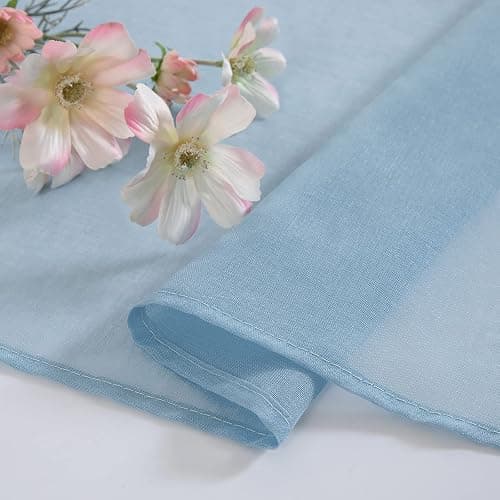 MIULEE 2 Panels Sheer Window Curtains Elegant Window Voile Panels/Drapes/Treatment for Bedroom Living Room 55" Wx96 L Grommet Top Dusty Blue thumbnail 4