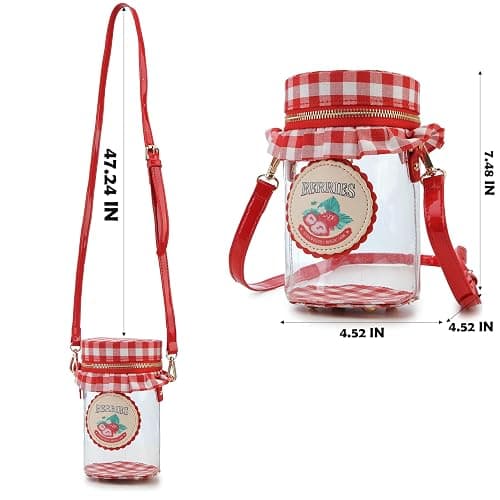 Novelty Purse for Women Cute Strawberry Jam Shaped Crossbody Bag Transparent PVC Crossbody Bag thumbnail 5