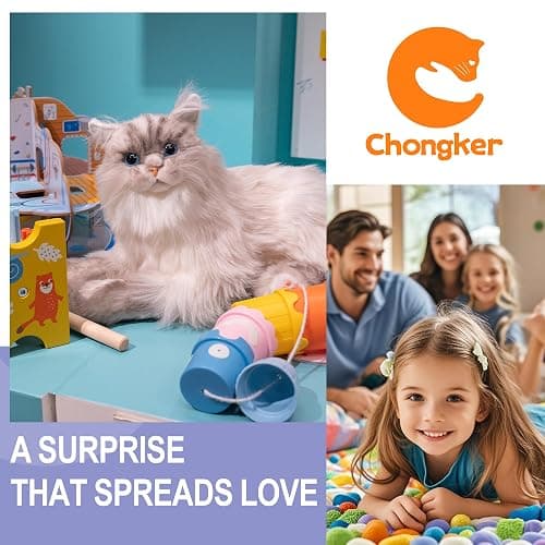 Chongker Weighted Stuffed Animals, Handmade Realistic Cat Plush Toy 3.3LBS, Lifelike Real Cat Size Companion Plush Doll thumbnail 6