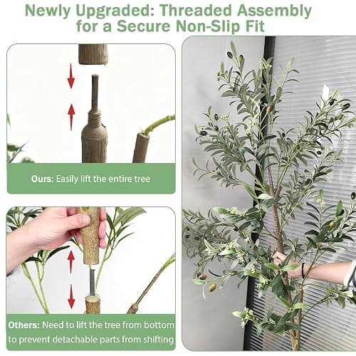 Caxchiling Faux Olive Tree 6FT, Artificial Potted Tree with Planter, Silk Plants Indoor Outdoor, Lifelike Olive Plants with Natural Wood Trunk, Fruits and Buds, Home Office Decor, 1 Pack thumbnail 6