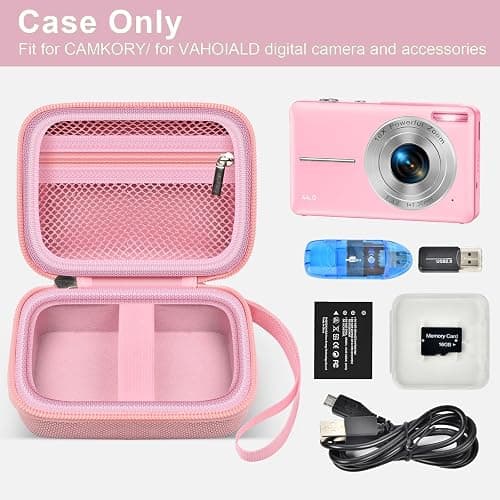 ALKOO Digital Camera Case for CAMKORY, Camera Pouch for KODAK Pixpro -Pink | for Lecran/for VAHOIALD Point and Shoot Camera, Hard Carrying Case with Mesh Pocket, Compact for Vlogging, Travel and Storage thumbnail 3