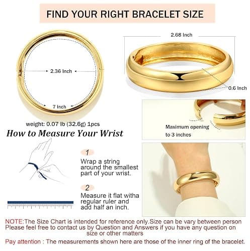 A Golden Cloud 2Pcs Bangle Bracelets for Women Gold Arm Cuff 14k Gold Plated Chunky Gold Bangle Set Hinged Cuff Bracelets Trendy Arm Cuff Jewelry for Women thumbnail 7