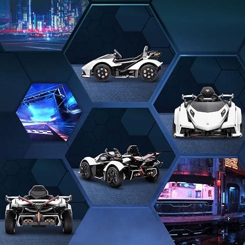 Aosom 12V Electric Ride-on Car, Licensed Lamborghini V12 Vision Gran Turismo Battery-Powered Ride-on Toy with Remote Control, Music, LED Lights, for 3-6 Year Old Boys and Girls, White thumbnail 8