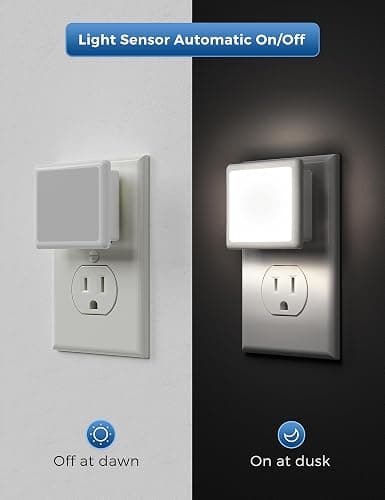 L LOHAS LED Night Lights Plug into Wall 2-Pack, 0.3W Plug in Night Light, Dusk to Dawn, 5000K Daylight White Bright Nightlight Auto-On/Off for Adults Kids Room Bedroom Bathroom Hallway Kitchen Non-Dim thumbnail 4