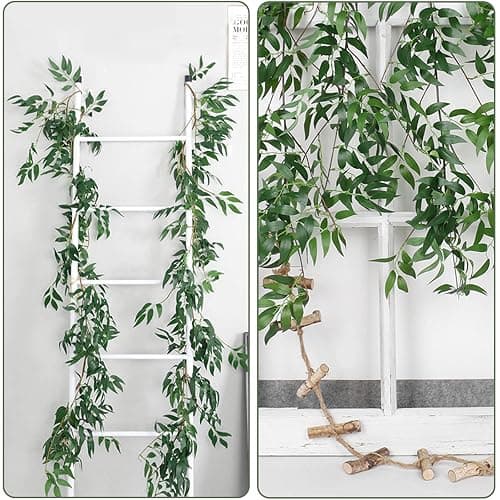 RECUTMS Artificial Willow Leaves Vine Twigs 2Pcs 5.9Ft Fake Hanging Ivy Plants Silk Green Leaf Rattan Garland Greenery Decor for Indoor Outdoor Home Wedding Arch Jungle Beach Birthday Party Garden thumbnail 2