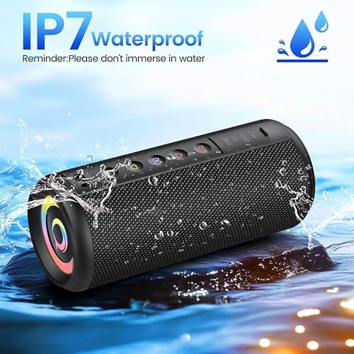 Portable Bluetooth Speaker, Bluetooth 5.4 Wireless Speaker with 20W HD Loud Stereo Sound, 20H Playtime, IP7 Waterproof, LED Lights, TWS Pairing, Built-in Mic, for Outdoor, Home, Party, Beach, Gift thumbnail 4