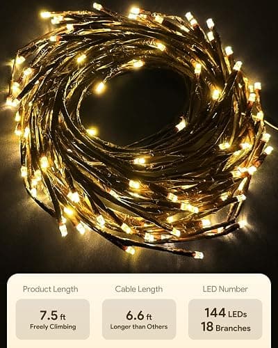 Enchanted Willow Vine Lights with Remote, Christmas Swags Decorations Indoor Room Decor, 18 Branches 144 LEDs Lighted Willow Vine Lights for Walls Bedroom Home Decor thumbnail 6