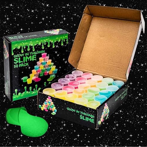 Glow in The Dark Party Favor Slime, Jumbo 50 Pack Galaxy Slime for Boys Girls Glow in The Dark Party, Small Size Slime for Kids Goody Bag Stuffer, Birthday, Idea.… thumbnail 6