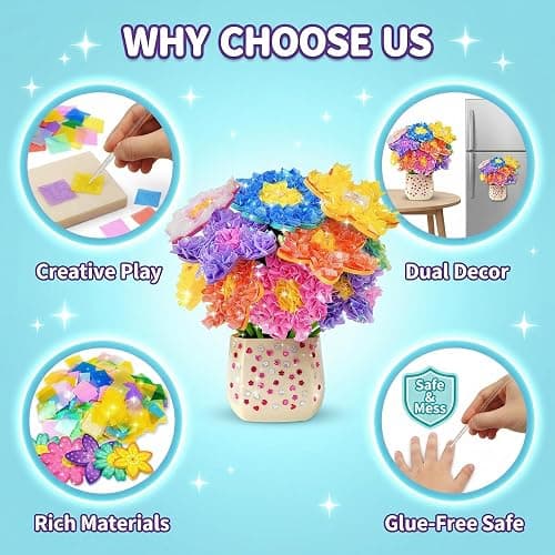 AGENTLAN Art & Craft Activity, Poke Fun Flower Bouquet Craft Kit, Fun & Easy Art Kits for Kids, DIY Garden Kids Activities, Gifts for Girls and Boys 3 4 5 6 7 8 9 thumbnail 4