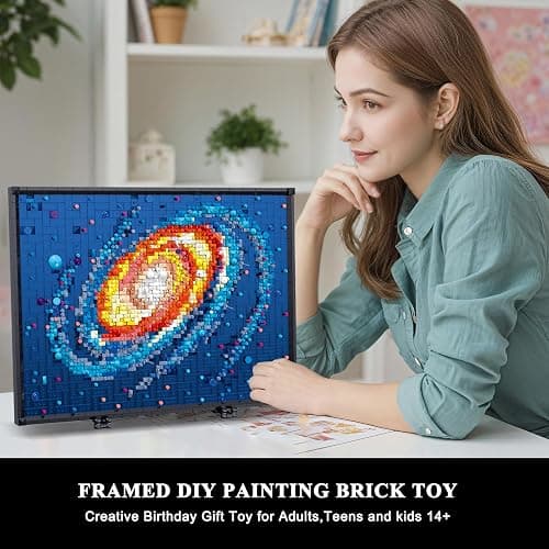 PQKIE The Milky Way Galaxy Micro Mini Building Set for Adults, 2438Pcs 3D Wall Art Building Toy for Home Office Decor, DIY Space Decor Kits with Display Stand,Creative Birthday Gift Toy for Kids Teens thumbnail 4