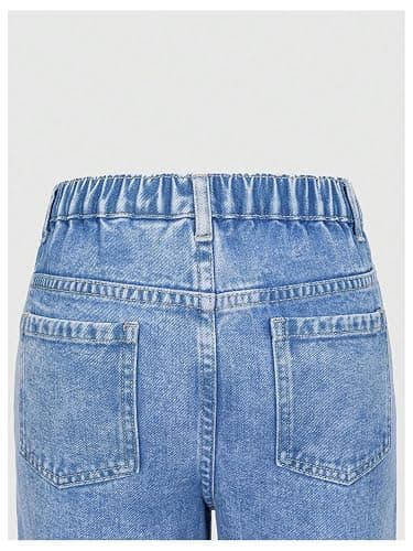Floerns Girl's Heart Print Cute Ripped Baggy Jeans Straight Wide Leg Streetwear Denim Pants thumbnail 4