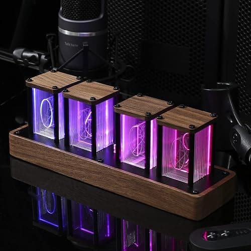 ClocTeck Nixie Tube Clock Walnut Digital Clock, Support Wi-Fi Time SYNC, Alarm & Timer, 12/24H Display, A Retro Gift for Friends thumbnail 2
