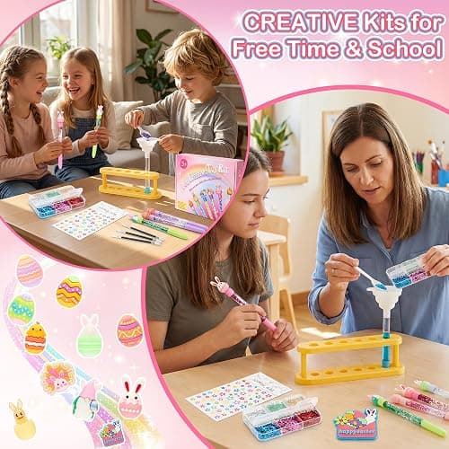 Rilcn Easter DIY Pen Making Kit for Girls, 50 PCS Easter Glitter Floaty Pens Craft Set, Makes 12 Sparkly Pens, Birthday Easter Gifts for Kids Tweens Ages 6 7 8 9 10 11 12 thumbnail 4