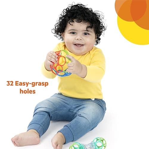 Bright Starts Easy-Grasp Oball Bundle Gift Set - Grasp The Day, Ball and Rattle Toys 2-Pack, BPA Free, Unisex, Newborn+ thumbnail 8