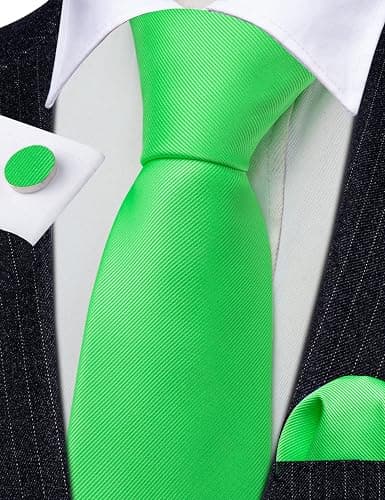 Barry.Wang Plain Men Silk Ties Extra Long Stian Necktie for Wedding Business Handkerchief Cufflinks Set Solid Colors thumbnail 4