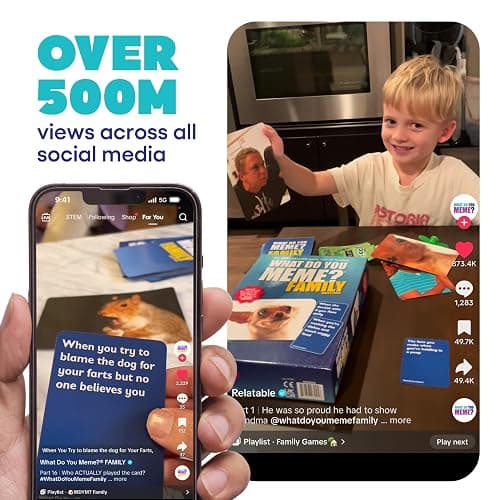 WHAT DO YOU MEME? Family Edition by Relatable, Family Games for Kids 8+, The TikTok Viral, Includes 300 Caption Cards, 108 Photo Cards, Stocking Stuffers Idea for Families thumbnail 7