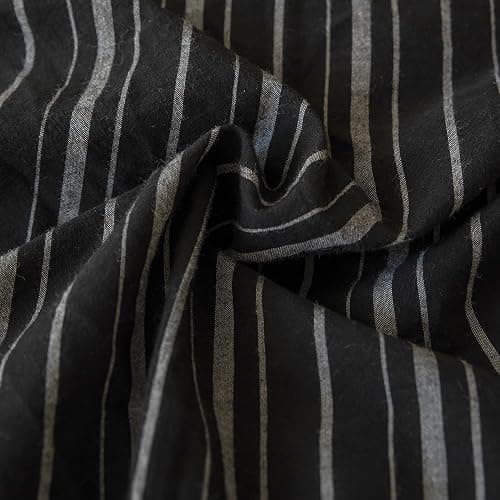 SUSYBAO Black Striped Duvet Cover King 100% Washed Cotton Farmhouse Pinstripe Duvet Cover 3 Pieces Set 1 White Stripe Duvet Cover with Zipper Ties 2 Pillow Shams Soft Classic Geometric Bedding Set thumbnail 3