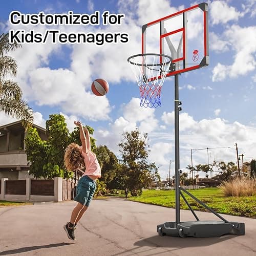 Yohood Kids Basketball Hoop Outdoor 4.82-8.53ft Adjustable, Portable Basketball Hoops & Goals for Kids/Teenagers/Youth in Backyard/Driveway/Indoor, with Enlarged Base and PC Backboard thumbnail 3