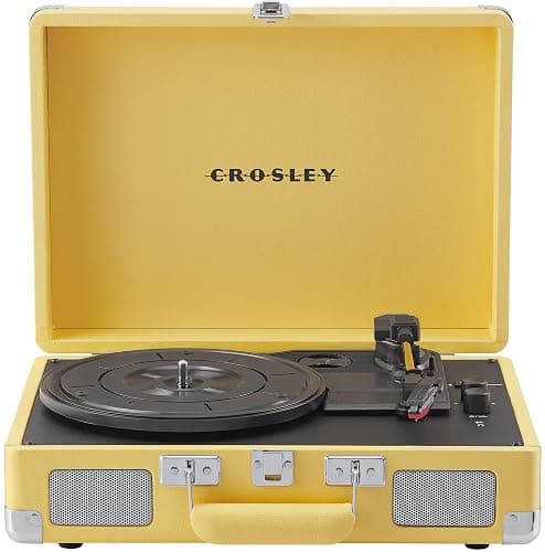 Crosley CR8005F-LY Cruiser Plus Vintage 3-Speed Bluetooth in/Out Suitcase Vinyl Record Player Turntable with Built-in Speakers, Lemon Yellow thumbnail 14