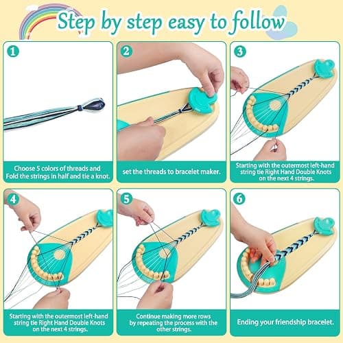 Friendship Bracelet Making kit,Arts and Crafts for Kids Ages 8-12,DIY Bracelet Making Kit with 20 Pre-Cut Threads,Birthday Gifts for Girl Ages 6 7 8 9 10 11 12 Year Old Kids Travel Activity Set thumbnail 4