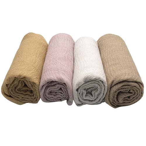 MANSHU 4PCS Women's Soft Cotton Hemp Shawl & Wrap, Long Scarf & Head Scarf thumbnail 5