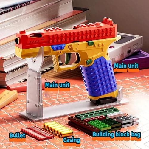 Bazilbazos Tactical DIY Building Block Handle Set, Bazilbazos Building Block Toy Gun, Funny DIY, Block Blaster with Display Stand, Full of Creativity for Team Activities (#1) thumbnail 7