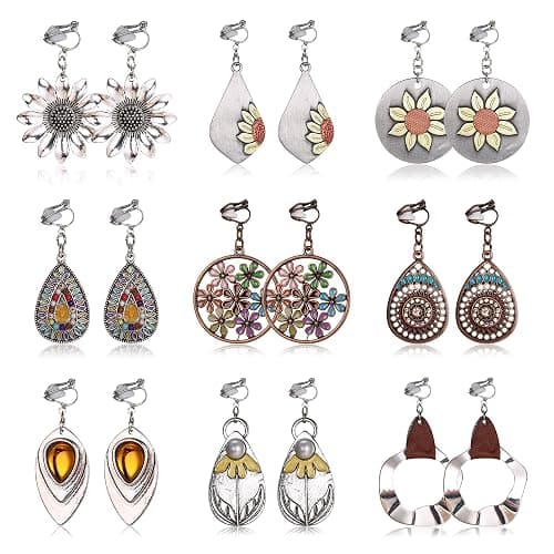 Thunaraz Clip on Dangle Earrings for Women - Bohemian Trendy Clip on Earrings Lightweight Comfortable Earrings Hypoallergenic Drop Clip ons for Non-pierced Ears Women - Image 1