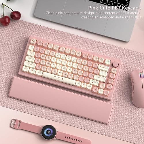 Womier Keycaps - Pink Cute PBT Keycaps MOA Key caps Set | Dye-Sublimation Custom Keyboard Caps for 61/64/68/84/87/100/104/108 Cherry MX Mechanical Keyboard (Pink) thumbnail 6