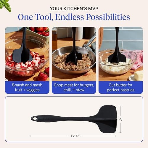 GIR: Get It Right Premium Silicone Quad Meat Chopper with 4 Blade Design - Kitchen Tools Meat Smasher for Ground beef, Potato Mash and Hamburger - Ultimate - 12 IN, Black thumbnail 4