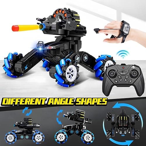 ROHSCE RC Tank That Shoots Gesture Sensing RC Tank, 2.4GHz Battle Soft Bullets Hand Control Car Drift Remote Control Trucks for Boys & Girls 8-12, Remote Control Tank with Light Music thumbnail 8