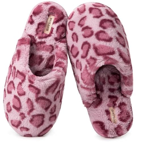 Snug Leaves Women's Fuzzy Scuff Slippers Soft Comfy Memory Foam Non-slip Indoor House Shoes - Image 1