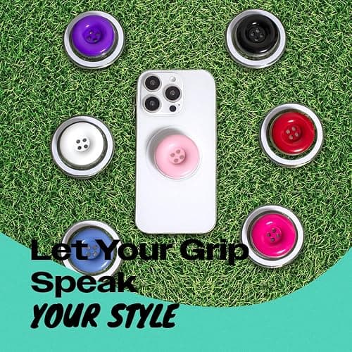 Solid Color Button Phone Grip – Minimalist Design, Durable and Lightweight, Grip and Stand for Smartphones (Baby Pink, Magnetic Type) thumbnail 3