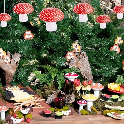 Mushroom Paper Lanterns 6 Pcs Mushroom Hanging Paper Lanterns 3 Size Paper Lantern Bedroom for Alice in Wonderland Themed Birthday Baby Shower Fairy Theme Party Decorations thumbnail 7