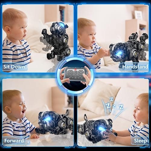 HOLIBIBE Remote Control Robot Dog Toys for Kids, Rechargeable Programmable Stunt Robot Dog with Singing, Dancing and Touch Functions for Boys Ages 3 4 5 6 7 8 9+ Birthday, Black thumbnail 5