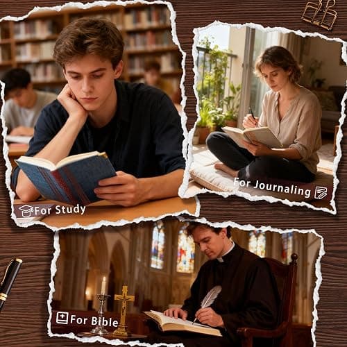 Wisefine Vintage Hardcover Lined Notebook A5 Journal - 384 Pages 100 GSM Thick Kraft Paper Writing Journal for Men & Women Dark Brown 5.51" x 8.50" thumbnail 7