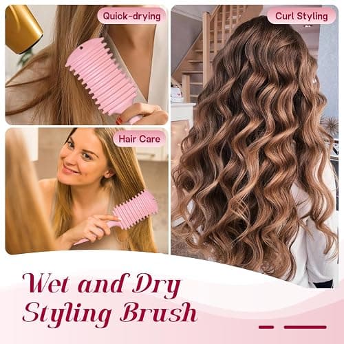 Curly Hair Brush, Curl Defining Brush, Shaping and Defining Curls for Women Hair Brush for Combing and Shaping, Reduce Pulling and Curl Separation For Defined Curls (Pink) thumbnail 7
