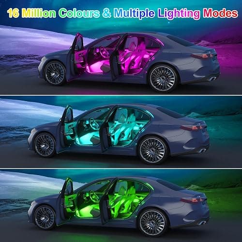 YiLaie Auto Innenbeleuchtung LED mit APP Steuerung und 16 Millionen Farben, Musikmodus, Farbspeicher, Auto zubehör Innenraum deko, Geschenke für Männer und Frauen, DC 5V thumbnail 2