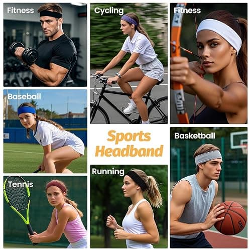 Headbands for Women - 6 Pack Wide Elastic Hair Bands | Stretchy Sweatbands Hair Bands | Soft Sports Thin Head Bands | Non-Slip Accessories Bands for Fashion, Washing Face, Workouts, Yoga, Daily Use thumbnail 6