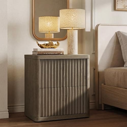 SICOTAS Night Stand Set of 2-2 Drawer Bedroom Nightstands | 24.4" Tall Storage Bedside Table Large Fluted Bed Side End Table Fluted Wide Night Stands for Sofa Couch Office thumbnail 2