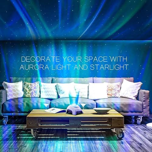 Northern Galaxy Light Aurora Projector with 33 Light Effects, Night Lights LED Star Projector for Bedroom Nebula Lamp, Remote Control, White Noises, Bluetooth Speaker for Parties(White) thumbnail 7