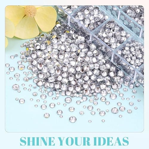 6100Pcs Resin Rhinestones for Crafting with 2Pcs 10ml B7000 Jewelry Glue, 1 Box Flatback Crystals Diamond (Clear) for Bedazzling Crafts DIY Nail Art Non Hotfix Gems for Clothing Shoes Tumblers - 1 Small Pack + 2Pc Glue - Clear thumbnail 3