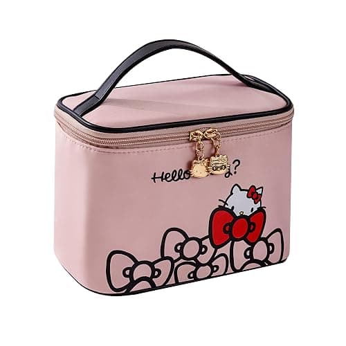 AmBealla Makeup Bag Large Waterproof Cosmetic Bags with Makeup Brush Holder,Cute Printed Makeup Organizer for Women Traveling,Portable Toiletry Bag for Girls - Image 1