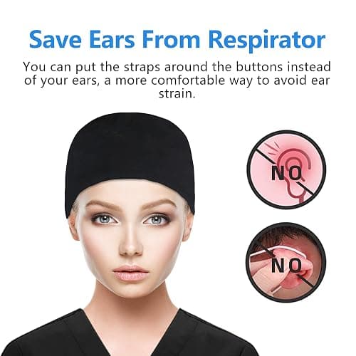 QBA Adjustable Working Cap with Button, Satin-Lined Hat, Cotton Working Hat Sweatband, Elastic Tie Back Hats Unisex thumbnail 4