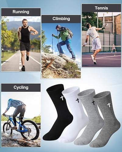 Shihanee 24 Pairs Cross Socks for Men Knit Religious Christian Crew Socks for Daily Pastor Clergy Gifts Christian Gifts thumbnail 6