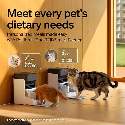PETLIBRO Automatic Cat Feeders for 2 Cats, RFID Collar Tag for Exclusive Meals, Cats Recognition to Stop Food Stealing, Diet Tracking for Multi-Pet Homes and Different Diets, Pet Feeder Pack of 2 thumbnail 2