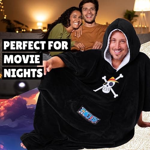 One Piece Hoodie Blanket for Adults and Teenagers Cosy Oversized Wearable Blanket One Size Sherpa Hood Gifts for Him thumbnail 2